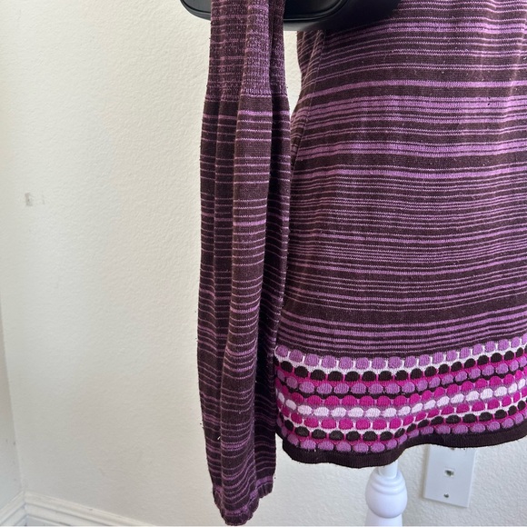 Vintage Y2K Babydoll Top Purple Striped Long Sleeve - Picture 13 of 16